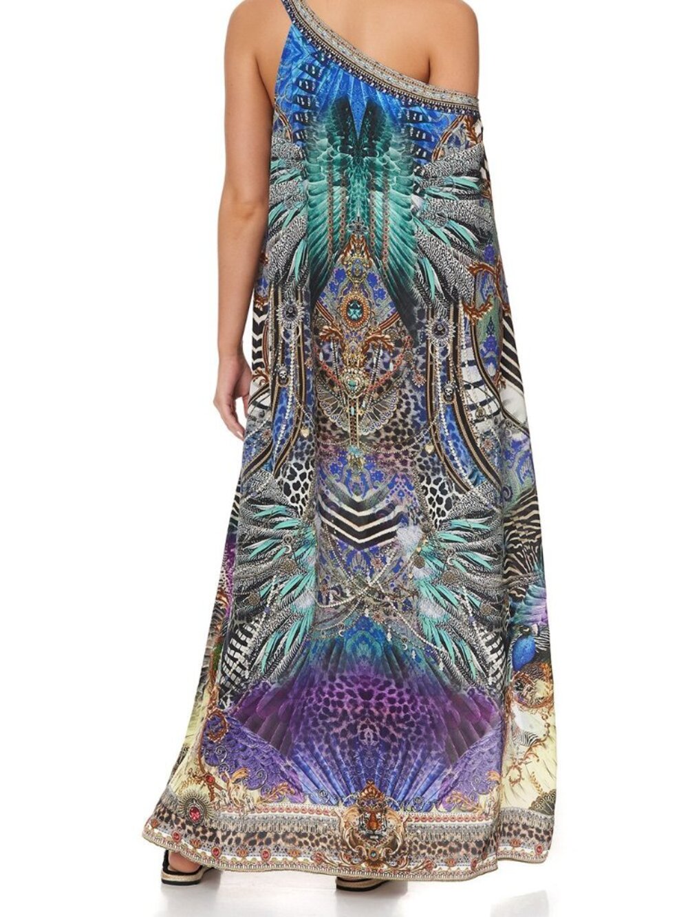 NWOT Camilla One-Shoulder Kaftan Animal Army S/M $649 - Picture 9 of 11
